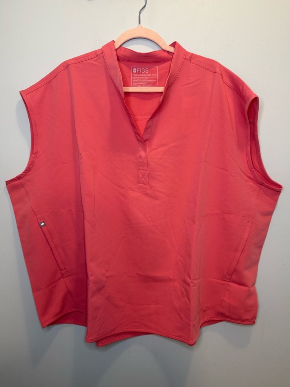 NWT FIGS Rafaela Oversized Scrub Top Pink Coral Plus Size 4XL Medical